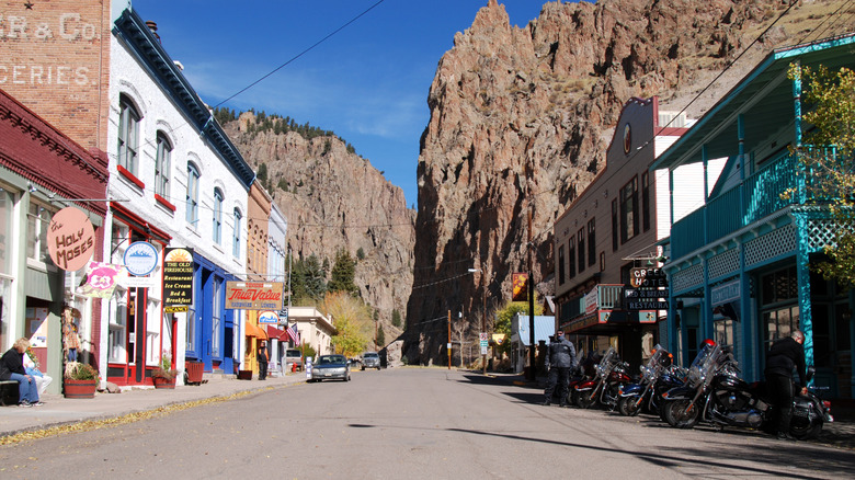 The historic downtown of Creede, Colorado with its steep canyon walls