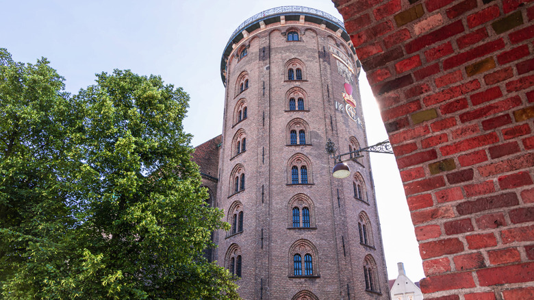 The tall flat-topped brick Round Tower in Copenhagen's old town