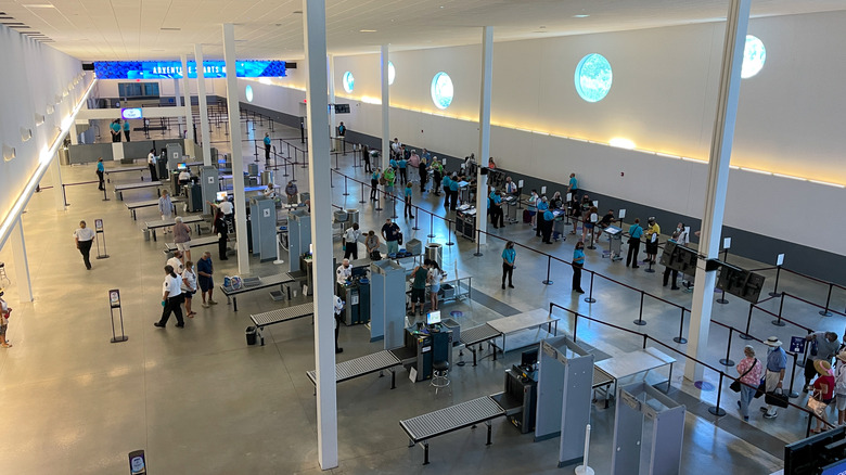 A security checkpoint for a Royal Caribbean Cruise at Port Canaveral, Florida