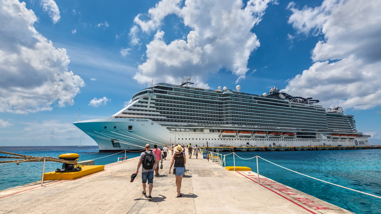 A cruise ship docked in Cozumel, Mexico