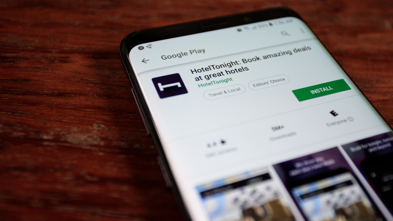 A cell phone screen showing the Hotel Tonight booking app.