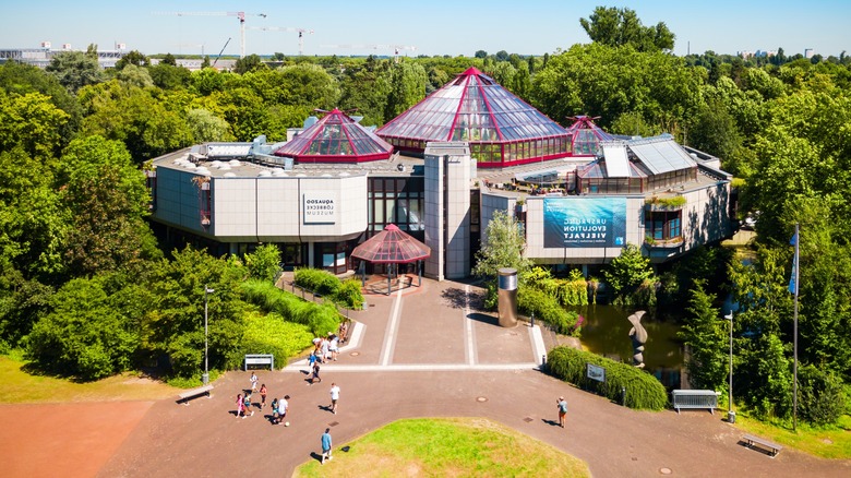 Aerial exterior view Düsseldorf's Aquazoo Löbbecke Museum and Aquarium
