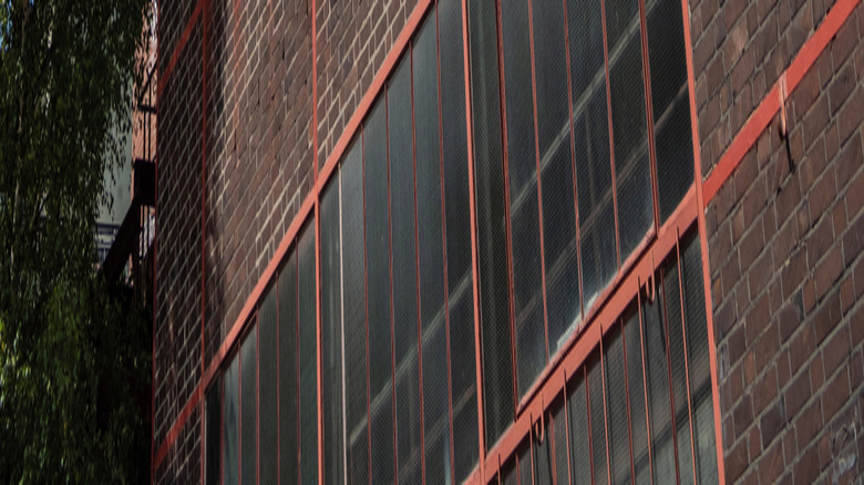 View of the Zollverein Coal Mine Complex with stacks in the background