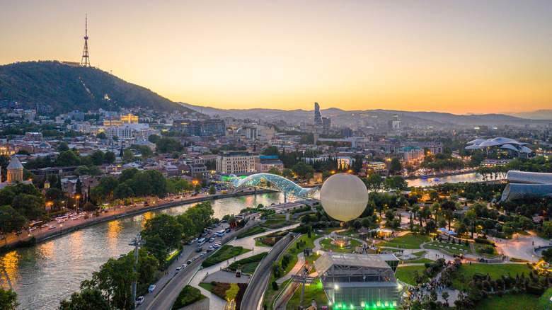 Tbilisi cityscape at night