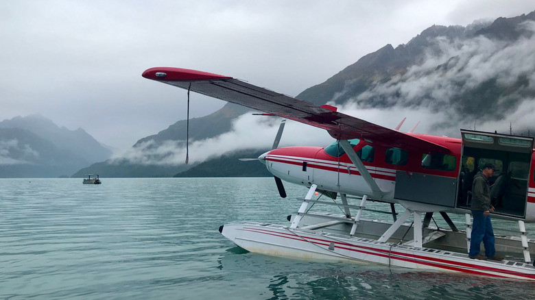 A float plane on Crescent Lake at Lake Clark National Park