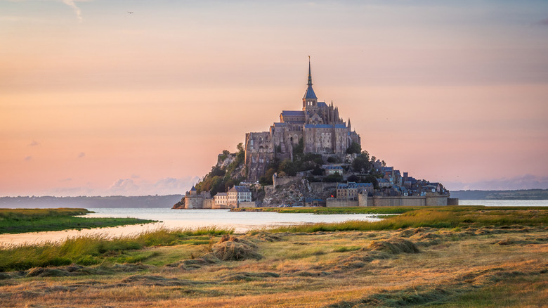 Mont Saint Michel photographed at sunset