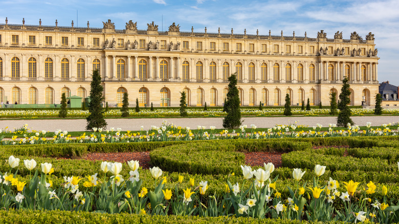The Palace of Versailles foregrounded by its garden