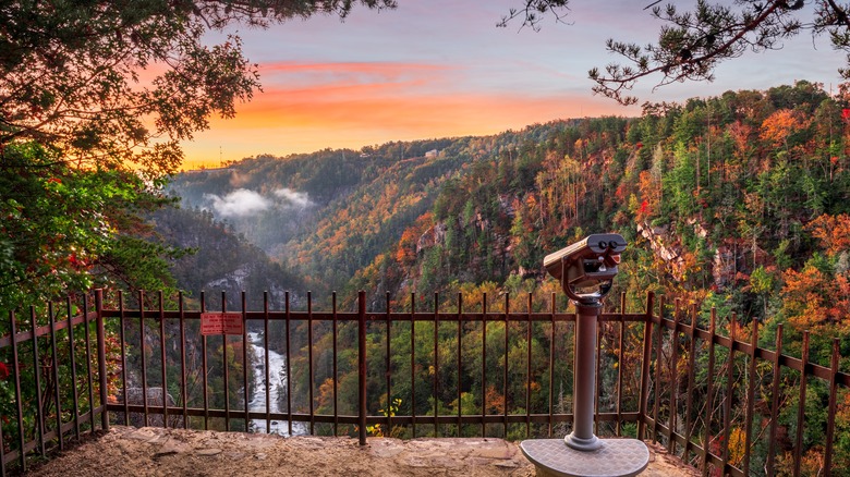 Tallulah Gorge overlook at Tallulah Gorge State Park at sunset