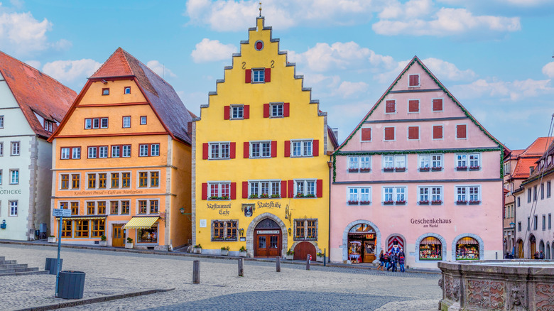 The colorful buildings in the historic center of Rotherburg ob der Tauber