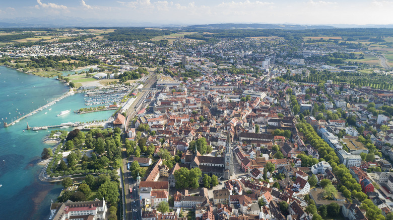 Aerial view of Konstanz at Lake Constance