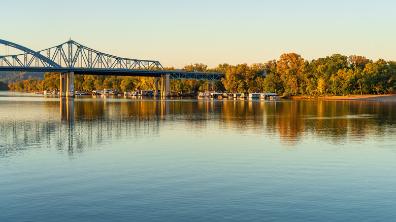 A bridge crossing the Mississippi River into La Crosse, Wisconsin