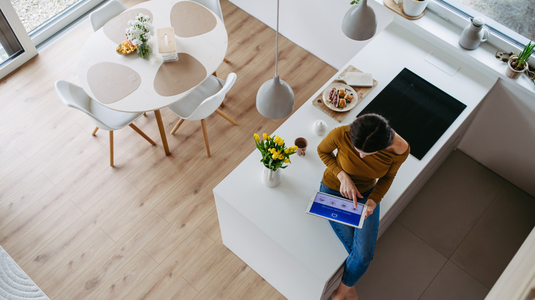 Overhead camera view of a room in a house