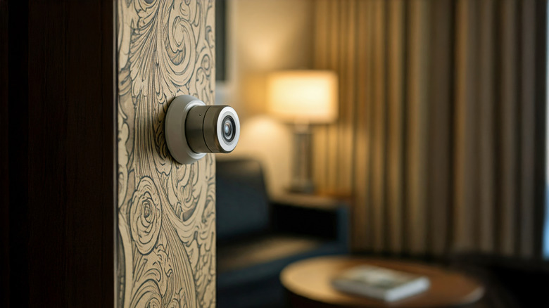 Camera on the wall of a hotel room