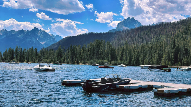 Boating on Redfish Lake in the Sawtooth National Recreation Area