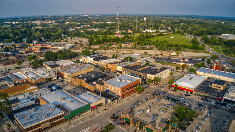An aerial view of Crystal Lake, Illinois