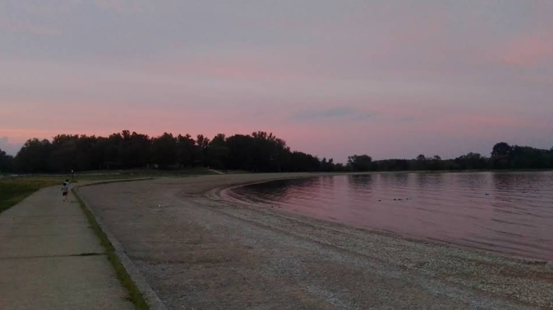Sunset over Fairfax Beach at Monroe Lake