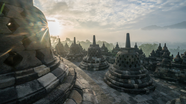 Borobudur temple is a 9th-century Mahayana Buddhist temple in Magelang, Central Java, Indonesia, and the world's largest Buddhist temple.
