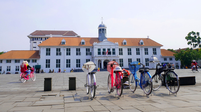 Fatahillah Museum with antique bicycles parked located in Kota Tua (Old Town)