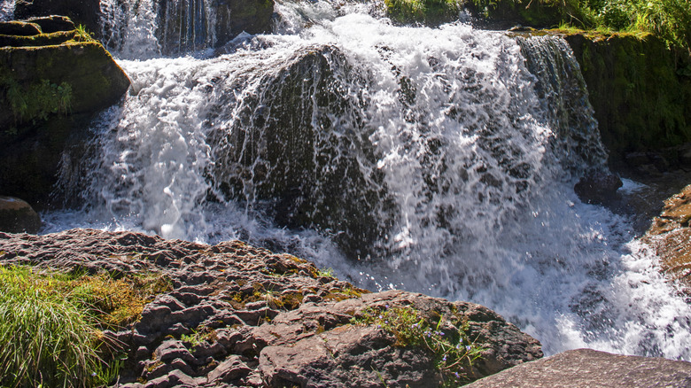 Giessbach Falls cascading over more than a dozen steps