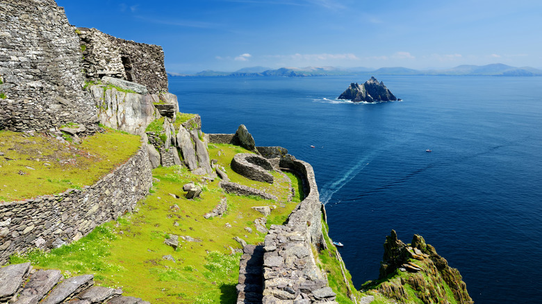 Rugged coast of Skellig Michael in Kerry Seas National Marine Park