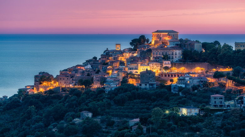 Castellabate at sunset, Cilento Coast, Italy