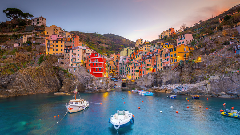 Houses and the harbor of Riomaggiore, Cinque Terre, Italy