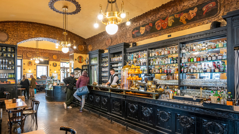 Interior of the historic Antico Caffè San Marco