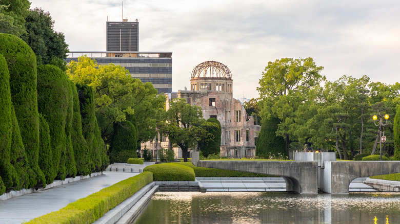 A-Bomb Dome at Hiroshima Peace Memorial Park from afar