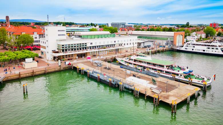 An aerial view of the Zeppelin Museum in Friedrichshafen