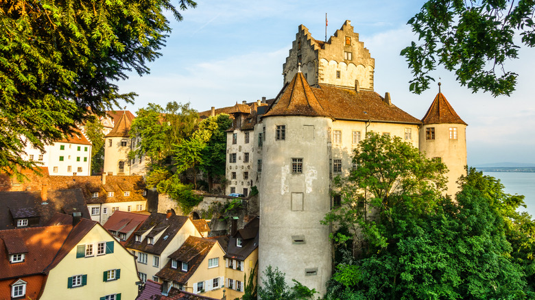 Meersburg Castle in Meersburg, Germany, during the golden hour