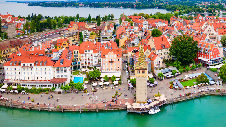 Aerial panorama of Lindau on Lake Constance