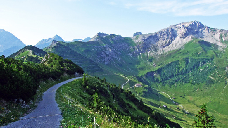 High Alpine trail through the mountains of Liechtenstein