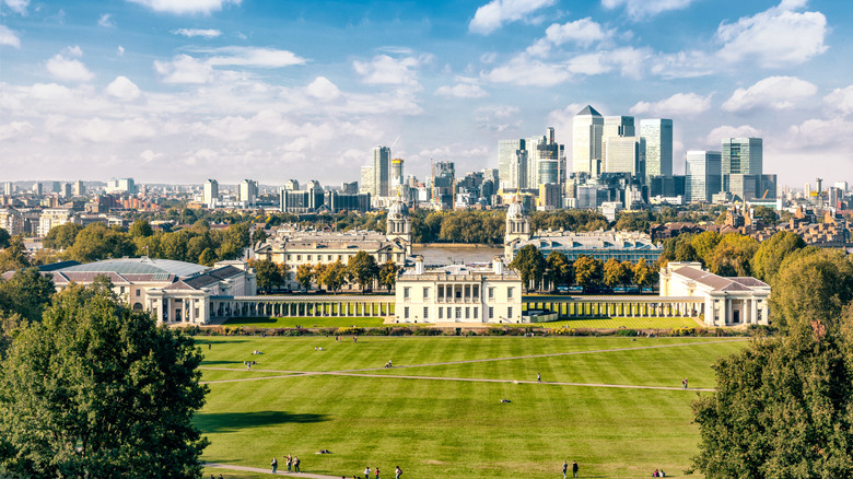 View of Greenwich Park with the city of London behind