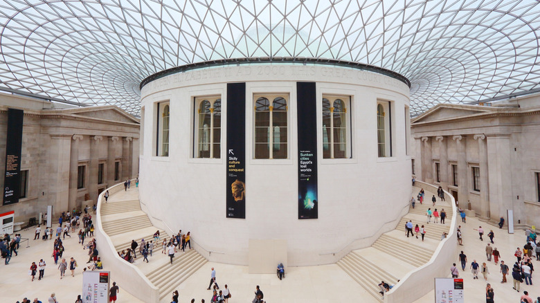 Interior of the British Museum with glass ceiling