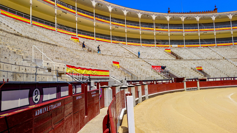interior seating of Las Ventas bullring while empty