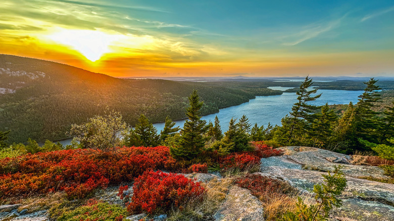 The view from the top of Cadillac Mountain near Bar Harbor, Maine