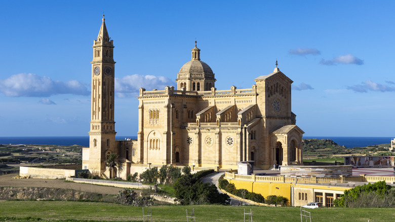Ta' Pinu Shrine on Gozo, Malta on clear summer day.