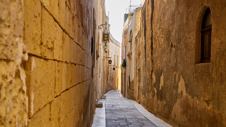 A narrow street in Mdina, Malta