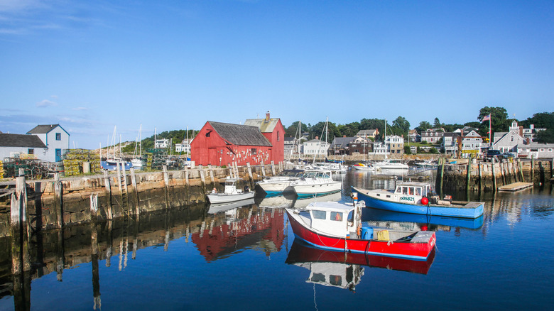 The harbor in Rockport, Massachusetts, including the red Motif #1