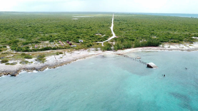 An overhead shot of Mayaguana in The Bahamas