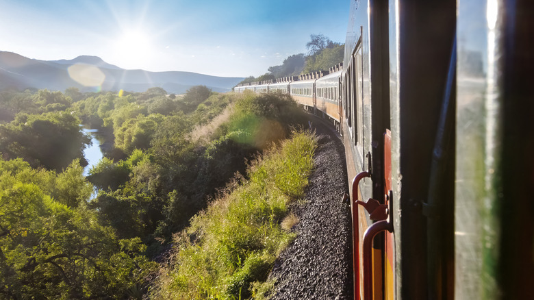 El Chepe, the train through Copper Canyon, making a turn