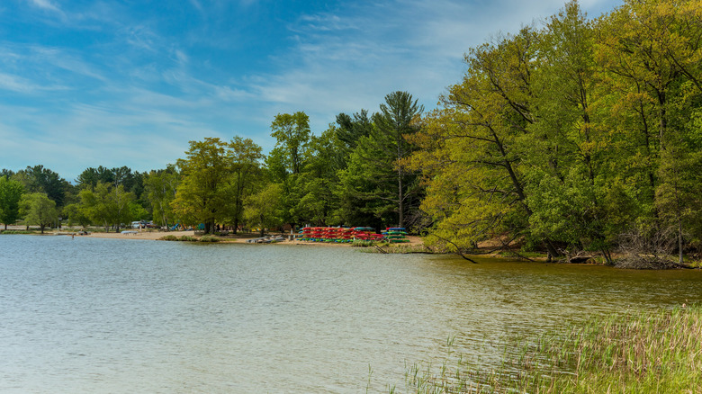 A beach at Ludington State Park at Hamlin Lake, Michigan