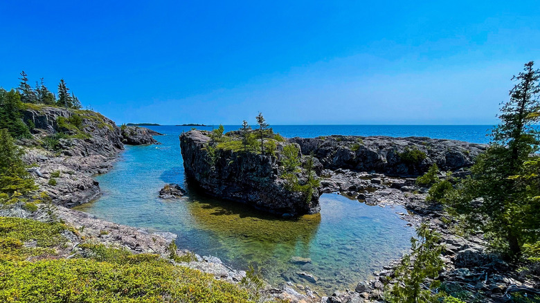 The scenic shoreline at Isle Royale National Park, Michigan