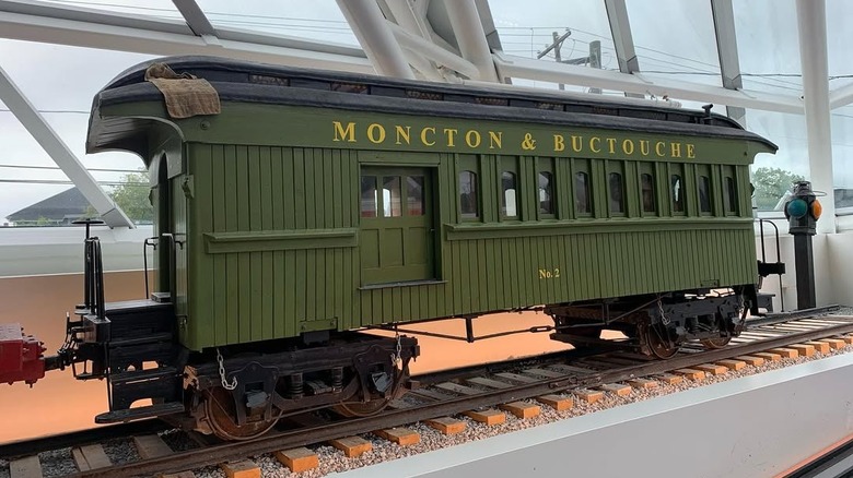 A model train car fro the Moncton & Buctouche Railroad