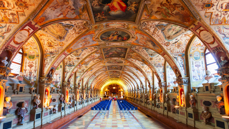 An interior view of a hall in Munich Residenz