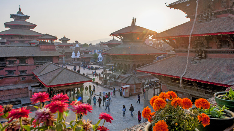 Sun-dappled view of Kathmandu Durbar Square