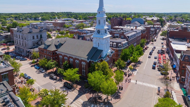 Aerial view of Market Square and buildings
