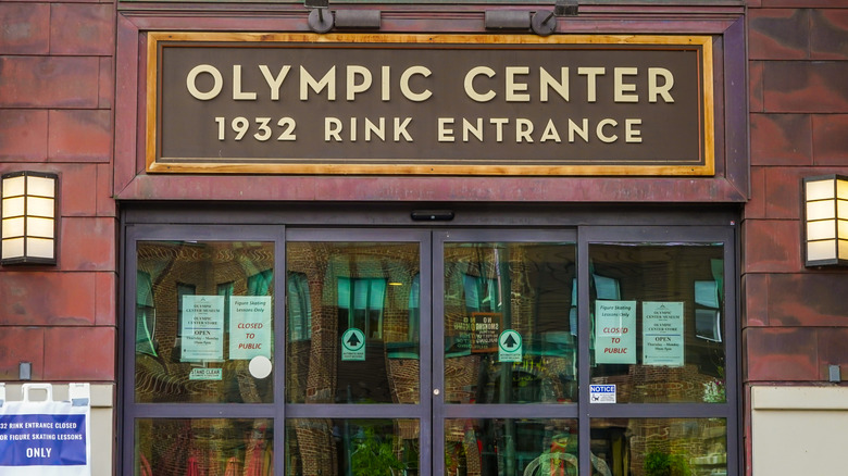 An entrance to the Lake Placid Olympic Center in Upstate New York