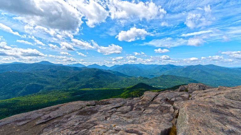 Panoramic views from the summit of Hurricane Mountain on summer day.