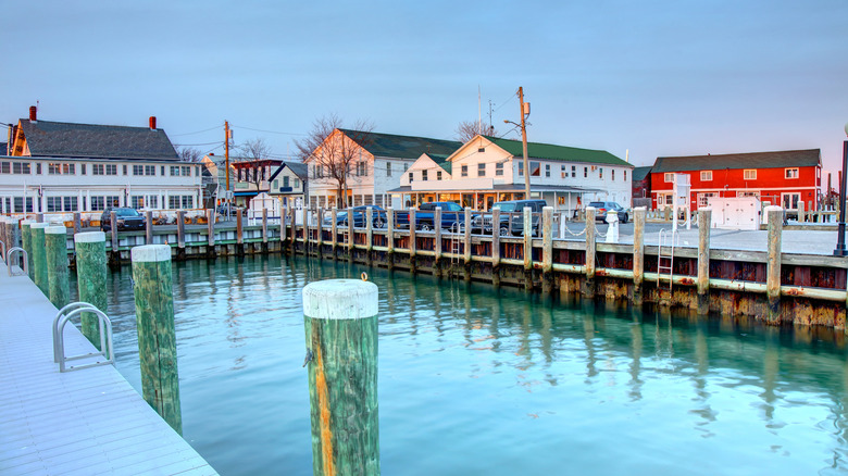 Boating docks and historic buildings in Greenport
